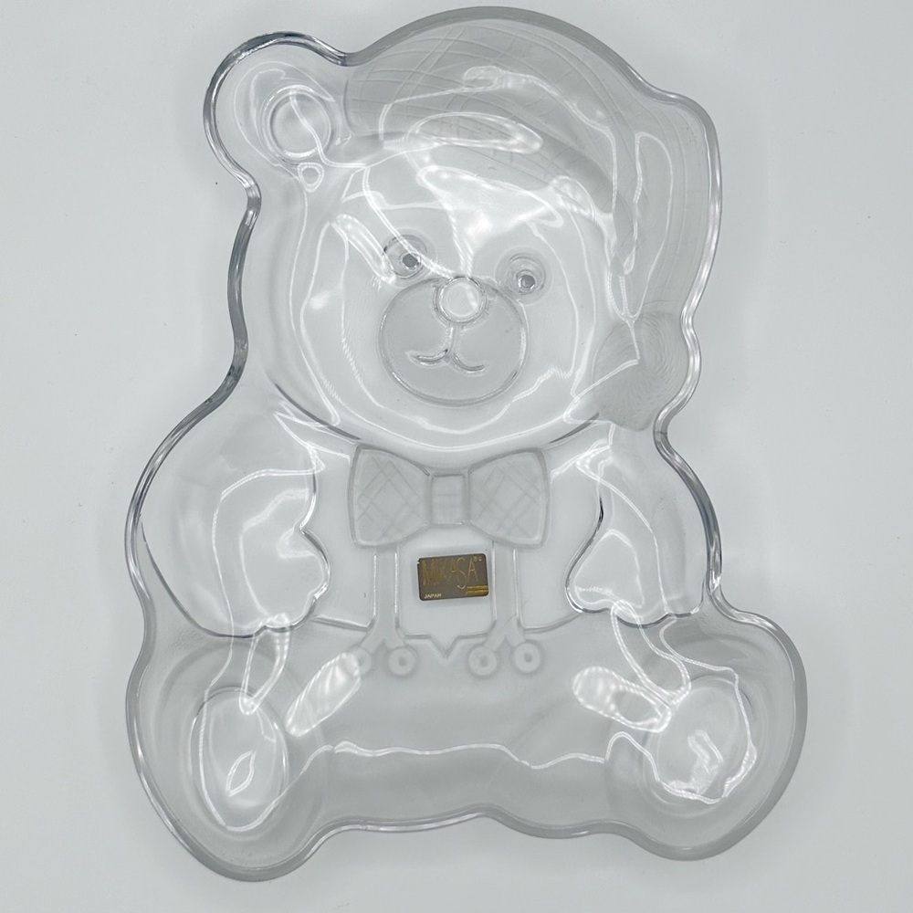 Mikasa Frosted Crystal Teddy Bear in Overalls Serving Dish